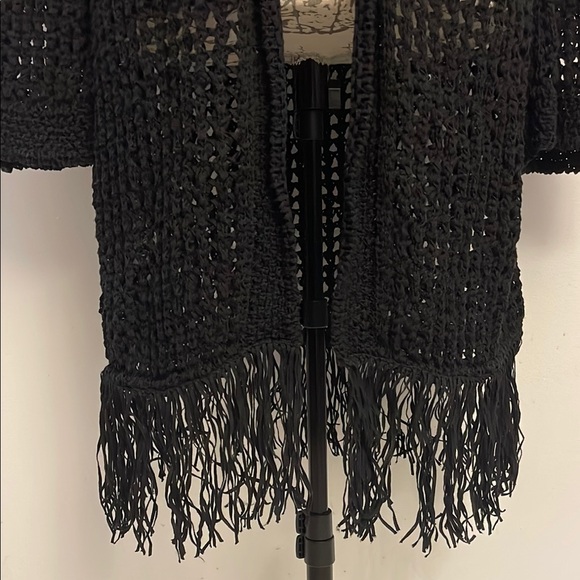 BCBGMAXAZRIA Fringed Open-Knit Cardigan Size XS - Picture 3 of 11